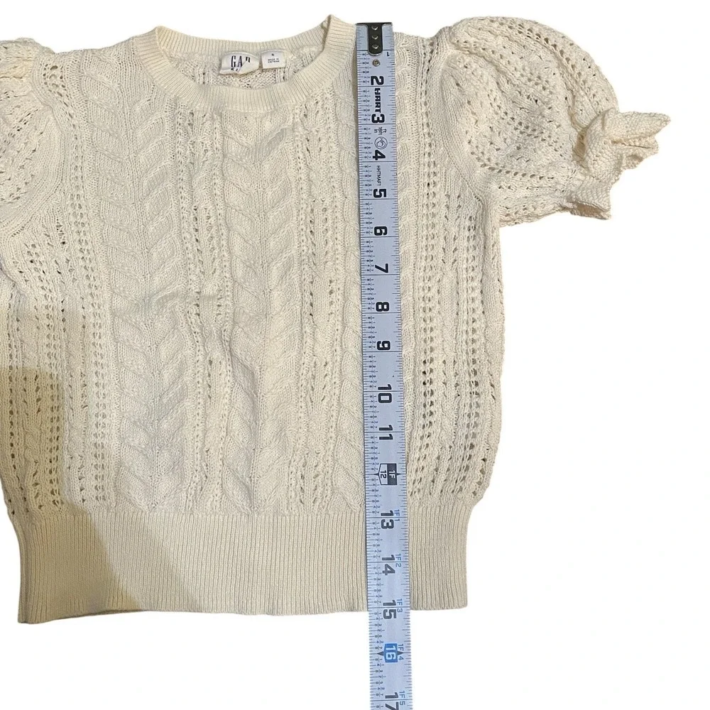 Gap Kids Girls Size Small Cream Cable Knit Short Sleeve Sweater Boho Cottagecore